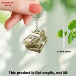2D Flat Acrylic Lucky Dollar Pendant, Cute & Charming Money-Themed Decoration for Car, Backpack & Keychain, Lightweight Gift