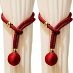 2pcs Curtain Tiebacks with Adjustable Round Ball Holders – Decorative Curtain Pull Backs for Home & Room Decor