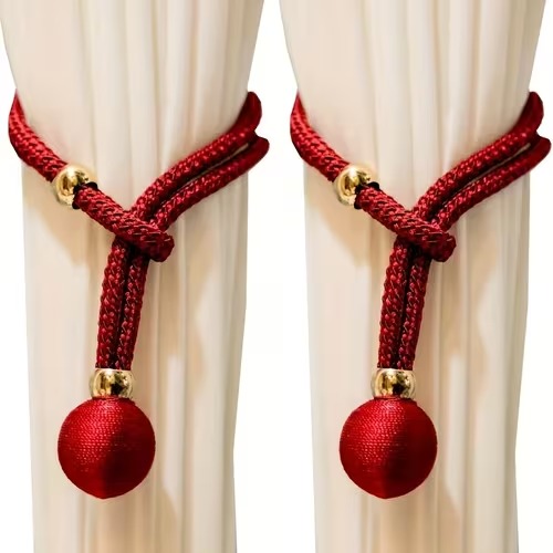 2pcs Curtain Tiebacks with Adjustable Round Ball Holders – Decorative Curtain Pull Backs for Home & Room Decor