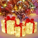 3-Piece Christmas Gift Box Set – Transparent Decorative Gift Boxes with Red Bows - Image 9