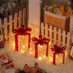 3-Piece Christmas Gift Box Set – Transparent Decorative Gift Boxes with Red Bows - Image 3