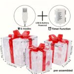 3-Piece Christmas Gift Box Set – Transparent Decorative Gift Boxes with Red Bows - Image 4