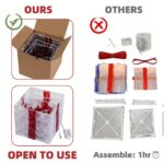3-Piece Christmas Gift Box Set – Transparent Decorative Gift Boxes with Red Bows - Image 5