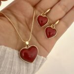 3-Piece Elegant Heart Pendant Necklace & Earrings Set – Fashionable Jewelry Set for Women