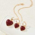 3-Piece Elegant Heart Pendant Necklace & Earrings Set – Fashionable Jewelry Set for Women - Image 4