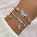 3-Piece Vintage Rhinestone Butterfly Bracelet Set – Elegant Gold-Tone Tennis Chain Bracelets for Women - Image 6