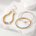 3-Piece Vintage Rhinestone Butterfly Bracelet Set – Elegant Gold-Tone Tennis Chain Bracelets for Women - Image 7