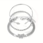 3-Piece Vintage Rhinestone Butterfly Bracelet Set – Elegant Gold-Tone Tennis Chain Bracelets for Women - Image 9