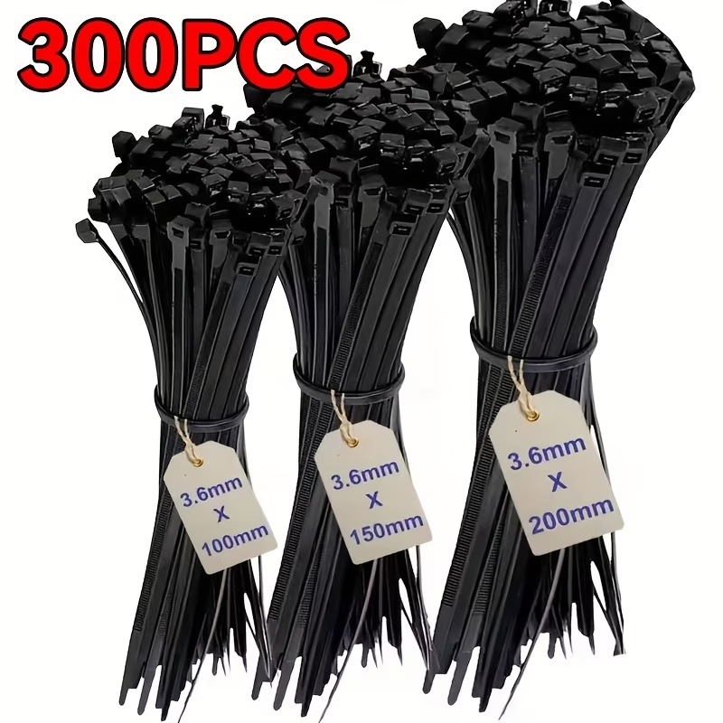 300pcs Heavy-Duty Nylon Cable Ties – Assorted Sizes