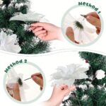 36-Piece Glitter Christmas Floral Ornament Set – 12 Flower Decorations with Clips & Stems - Image 8