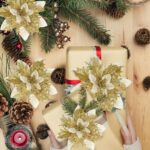 36-Piece Glitter Christmas Floral Ornament Set – 12 Flower Decorations with Clips & Stems - Image 10