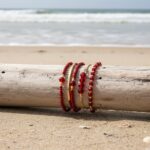 4-Piece Women's Wine-Red Seed Bead Bracelet Set – Vintage-Inspired Handmade Layered Bracelets with Gold-Tone Accents