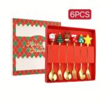 46-Piece Christmas Stainless Steel Spoon & Fork Set – Cute Cartoon Holiday Tableware for Parties and Gifting