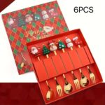 4/6-Piece Christmas Stainless Steel Spoon & Fork Set – Cute Cartoon Holiday Tableware for Parties and Gifting - Image 5