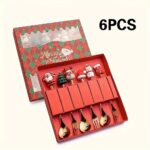 4/6-Piece Christmas Stainless Steel Spoon & Fork Set – Cute Cartoon Holiday Tableware for Parties and Gifting - Image 7