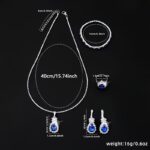 5-Piece Elegant Blue Crystal Jewelry Set – Necklace, Bracelet, Earrings & Ring for Women - Image 4