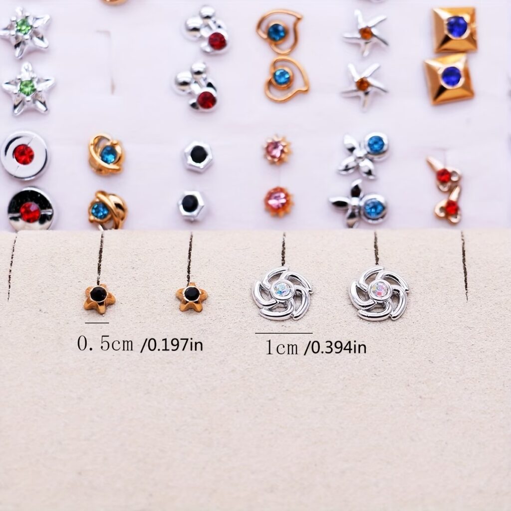 50 Pairs Random Mixed Resin Plastic Glue Needle Small Ear Studs Set