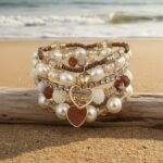 5pcs Vintage Bohemian-Style Heart-Shaped Imitation Pearl Rhinestone Beaded Bracelet Set - Image 3