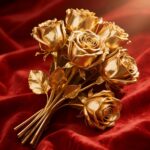 6pcs Faux Golden Rose Stems – Realistic Artificial Flowers for Home, Party & Holiday Decoration