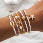 6pcs Retro Beach Style Starfish & Beaded Bracelet Set - Image 5