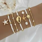 6pcs Retro Beach Style Starfish & Beaded Bracelet Set - Image 6