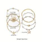 6pcs Retro Beach Style Starfish & Beaded Bracelet Set - Image 8