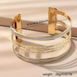 Adjustable Vintage Multi-Layer Bangle Bracelet for Women – Elegant Gold-Tone Fashion Cuff - Image 3