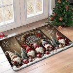 Christmas Santa Gnome Doormat – Non-Slip Machine-Washable Holiday Entrance Mat for Home & Outdoor Decor