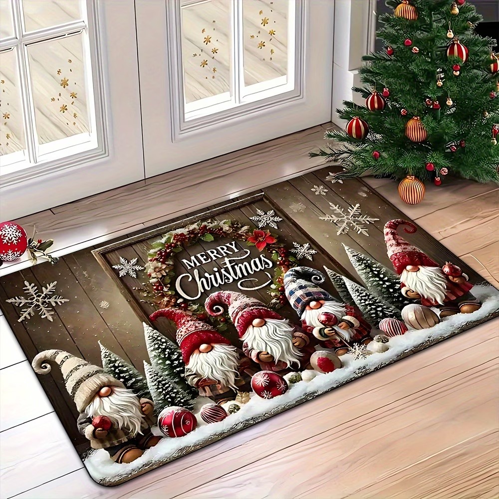 Christmas Santa Gnome Doormat – Non-Slip Machine-Washable Holiday Entrance Mat for Home & Outdoor Decor
