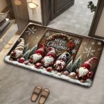 Christmas Santa Gnome Doormat – Non-Slip Machine-Washable Holiday Entrance Mat for Home & Outdoor Decor