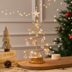 Christmas Tree Copper Wire Night Light – Crystal Pendant Holiday Table Decor - Image 4