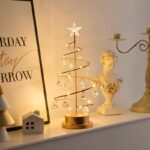 Christmas Tree Copper Wire Night Light – Crystal Pendant Holiday Table Decor - Image 5