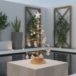 Christmas Tree Copper Wire Night Light – Crystal Pendant Holiday Table Decor - Image 9