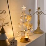Christmas Tree Copper Wire Night Light – Crystal Pendant Holiday Table Decor - Image 8