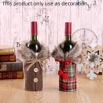 Christmas Wine Bottle Decorative Cover – Burlap Sleeve with Faux Fur Collar for Holiday Decor
