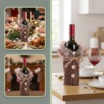Christmas Wine Bottle Decorative Cover – Burlap Sleeve with Faux Fur Collar for Holiday Decor - Image 11