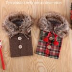 Christmas Wine Bottle Decorative Cover – Burlap Sleeve with Faux Fur Collar for Holiday Decor - Image 4