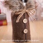 Christmas Wine Bottle Decorative Cover – Burlap Sleeve with Faux Fur Collar for Holiday Decor - Image 6