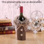 Christmas Wine Bottle Decorative Cover – Burlap Sleeve with Faux Fur Collar for Holiday Decor - Image 7
