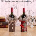 Christmas Wine Bottle Decorative Cover – Burlap Sleeve with Faux Fur Collar for Holiday Decor - Image 8