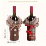 Christmas Wine Bottle Decorative Cover – Burlap Sleeve with Faux Fur Collar for Holiday Decor - Image 9