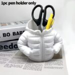 Creative Down Jacket Plastic Pen Holder, 3D Printed Desktop Organizer, Cute Puffer Jacket-Shaped Pencil Container, Desk Decoration & Gift