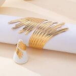 Fashionable Textured Wing Bracelet and Ring Set - Image 3