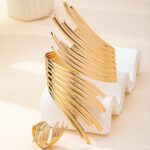 Fashionable Textured Wing Bracelet and Ring Set - Image 7
