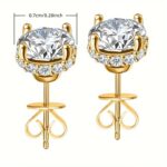 JOYHERS Plated Synthetic Zirconia Stud Earrings – Minimalist Round Hoop Design for Women & Men - Image 6