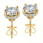 JOYHERS Plated Synthetic Zirconia Stud Earrings – Minimalist Round Hoop Design for Women & Men