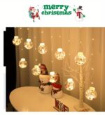 LED Christmas Curtain Lights with Wishing Ball & Snowman Tree Hanging Decorations – 3m Holiday Window Lights for Home & Party Decor - Image 10