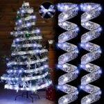 LED Christmas Tree Ribbon Lights – Golden Sparkling Wave Design with 20/50 LEDs, Battery-Powered - Image 2
