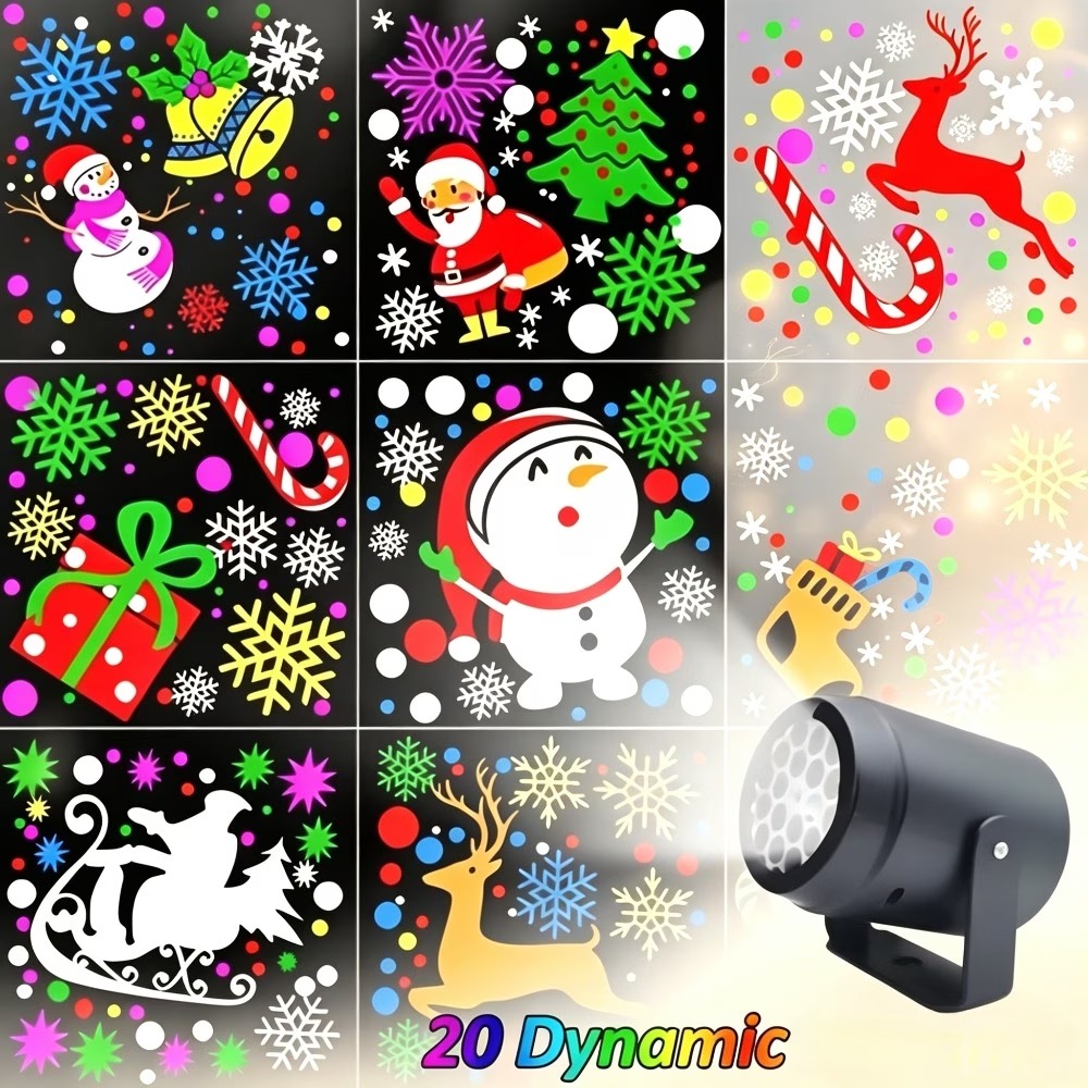 Manual Rotating Christmas Projection Light – USB-Powered 20-Pattern Holiday Projector