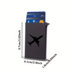 Men’s Slim RFID-Blocking Pop-Up Card Holder Wallet, Aluminum Metal Case, Anti-Theft Credit Card Holder with Airplane Print - Image 5
